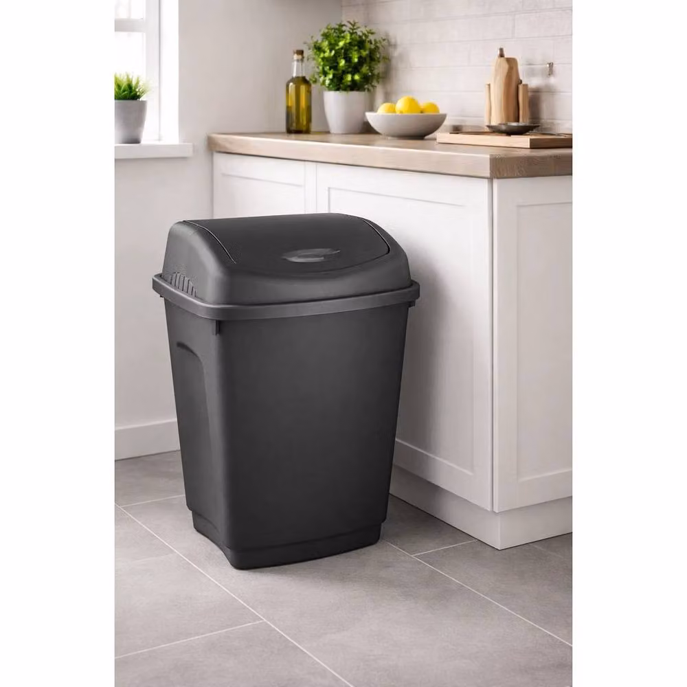 SPETLEK 50L Large Plastic Swing Bin with Flip Lid, Black – 3