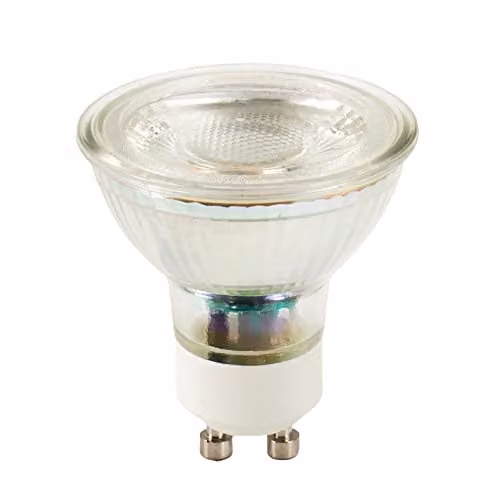 BHS Lighting 5 Pack of 5W Warm White GU10 LED Light Bulbs in Transparent Glass