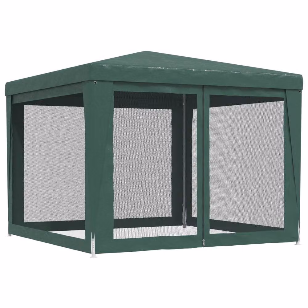 Berkfield Home Green Party Tent with 4 Mesh Sidewalls W: 3 m, D: 3 m – 4