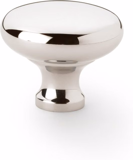 Handle & Home Polished Silver Brass Curved Round Cabinet Knobs, 38mm