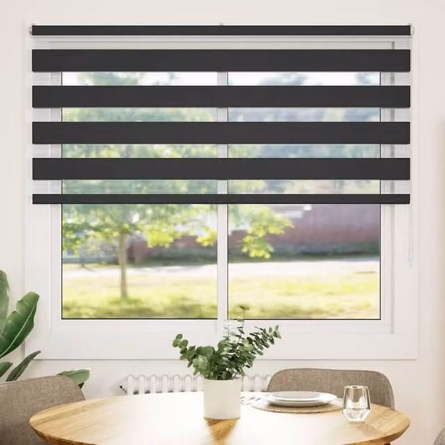 Berkfield Home Black Zebra Day and Night Blind, W: 165 cm, H: 150 cm – 1