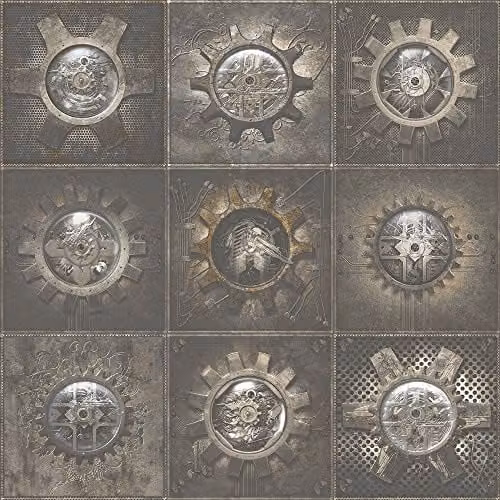 Galerie G56229 Steampunk Abstract Industrial Non-Woven Wallpaper, Grey/Bronze, W: 53 cm, L: 10 m