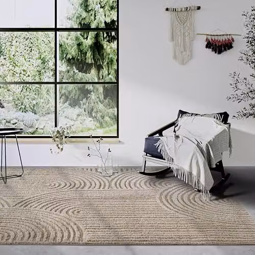 Elle Decoration Chappe High Pile Shaggy Rug, Beige, W: 80 cm, D: 120 cm
