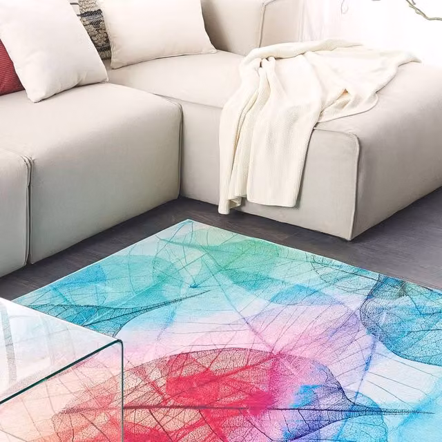 Wyld and Coco Multicolour Floral Leaf Print Rectangular Rug, W: 160 cm, L: 230 cm