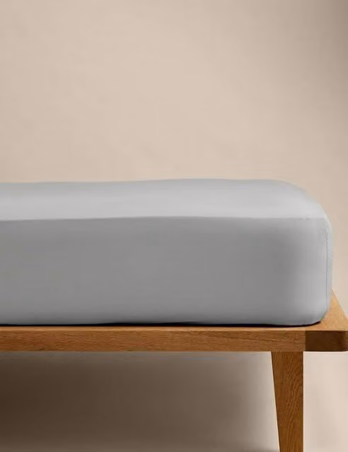 M&S Stay Cool Lyocell Rich Fitted Sheet, Grey, 180 x 200 cm