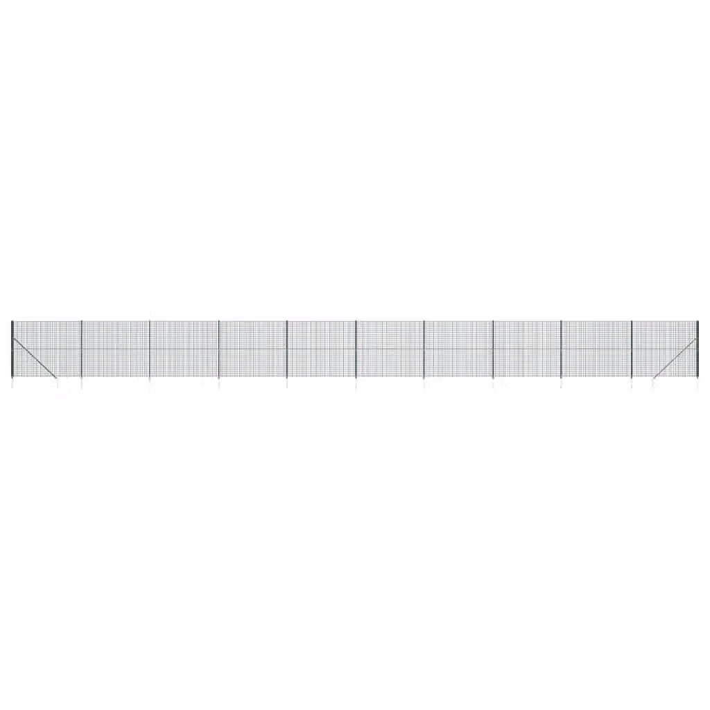 Berkfield Home Green PVC-Coated Steel Wire Mesh Fence with Spike Anchors, H: 1.4 m x L: 25 m – 2