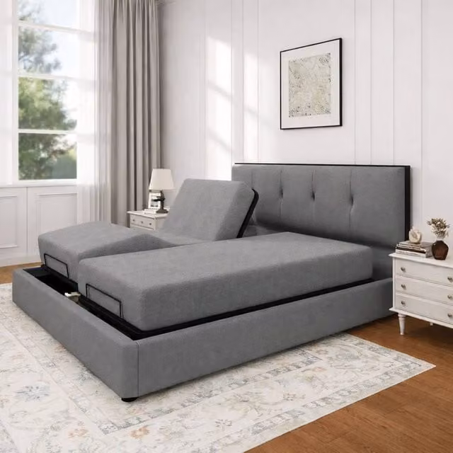 Paradise Beds Ltd Heavy Duty Adjustable Mobility Bed with Mattress and 24 inch Headboard, Grey, W/D/H: 90 x 200 cm, Single