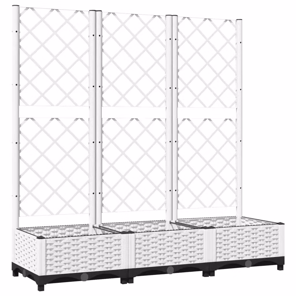 Berkfield Home Garden Planter with Trellis, White, W/D/H: 120 x 40 x 121.5 cm – 2
