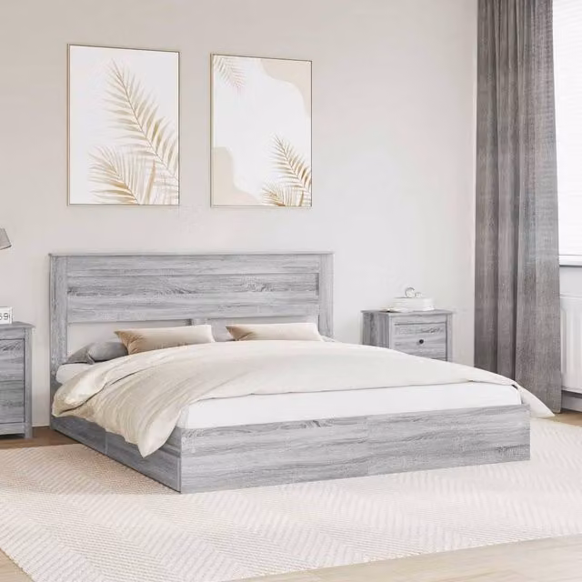 Berkfield Home Sonoma Grey Storage Bed with Drawers, Engineered Wood, 200 x 200 cm – 1
