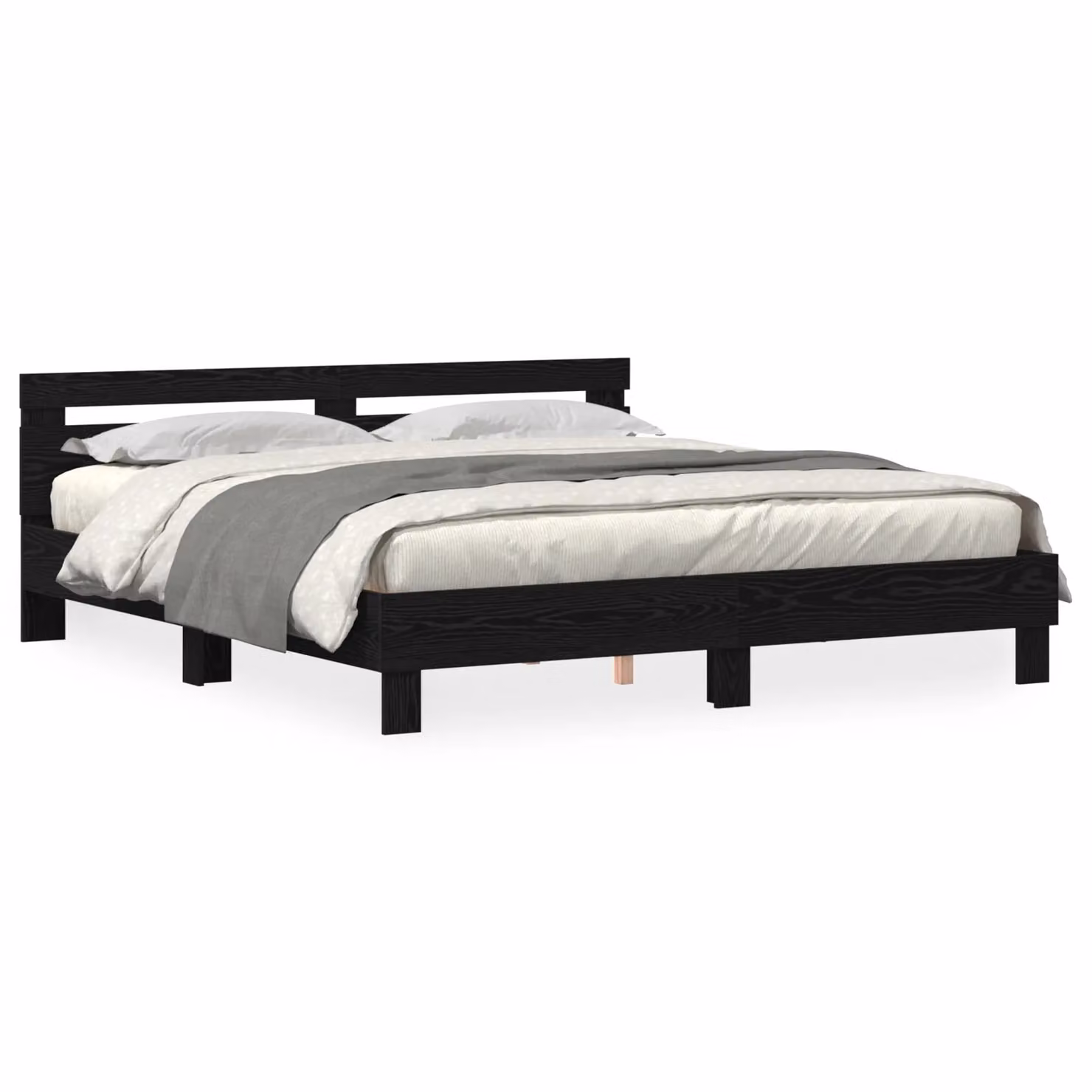 Berkfield Home Solid Oak Bed Frame in Black Oak, W/D/H: 180 x 200 x 185 cm – 2