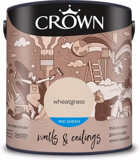 Crown Walls and Ceilings Mid Sheen Emulsion in Wheatgrass, 2.5l