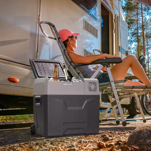 HOMCOM Portable 50L Car Refrigerator, Grey