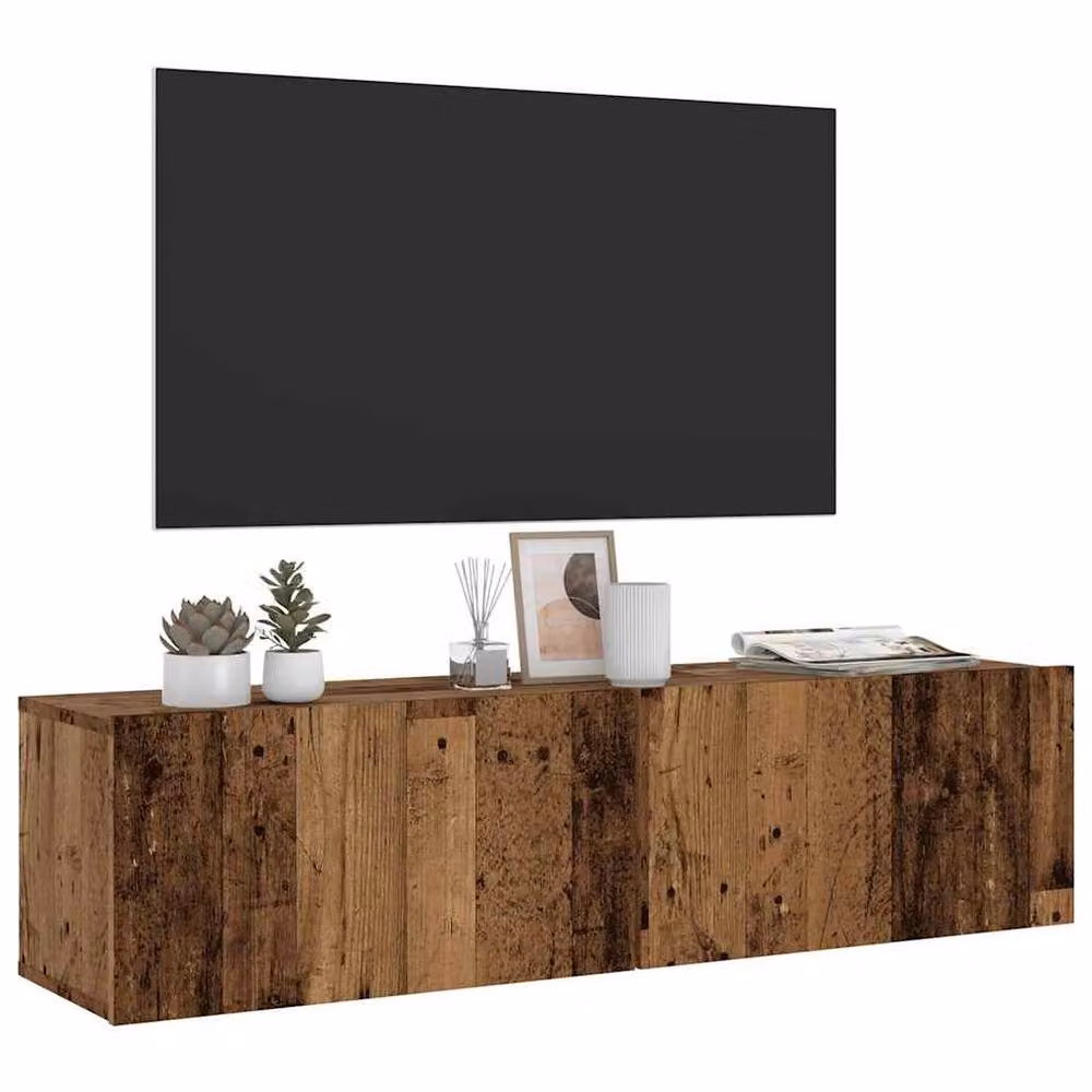 Berkfield Home Wall Mounted TV Cabinet in Old Wood Brown, W/D/H: 120 x 30 x 30 cm – 2