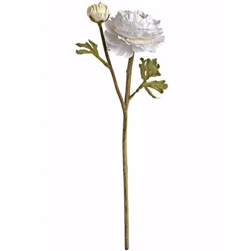 Hill Interiors White and Multicolour Artificial Ranunculus Fabric Flower Spray