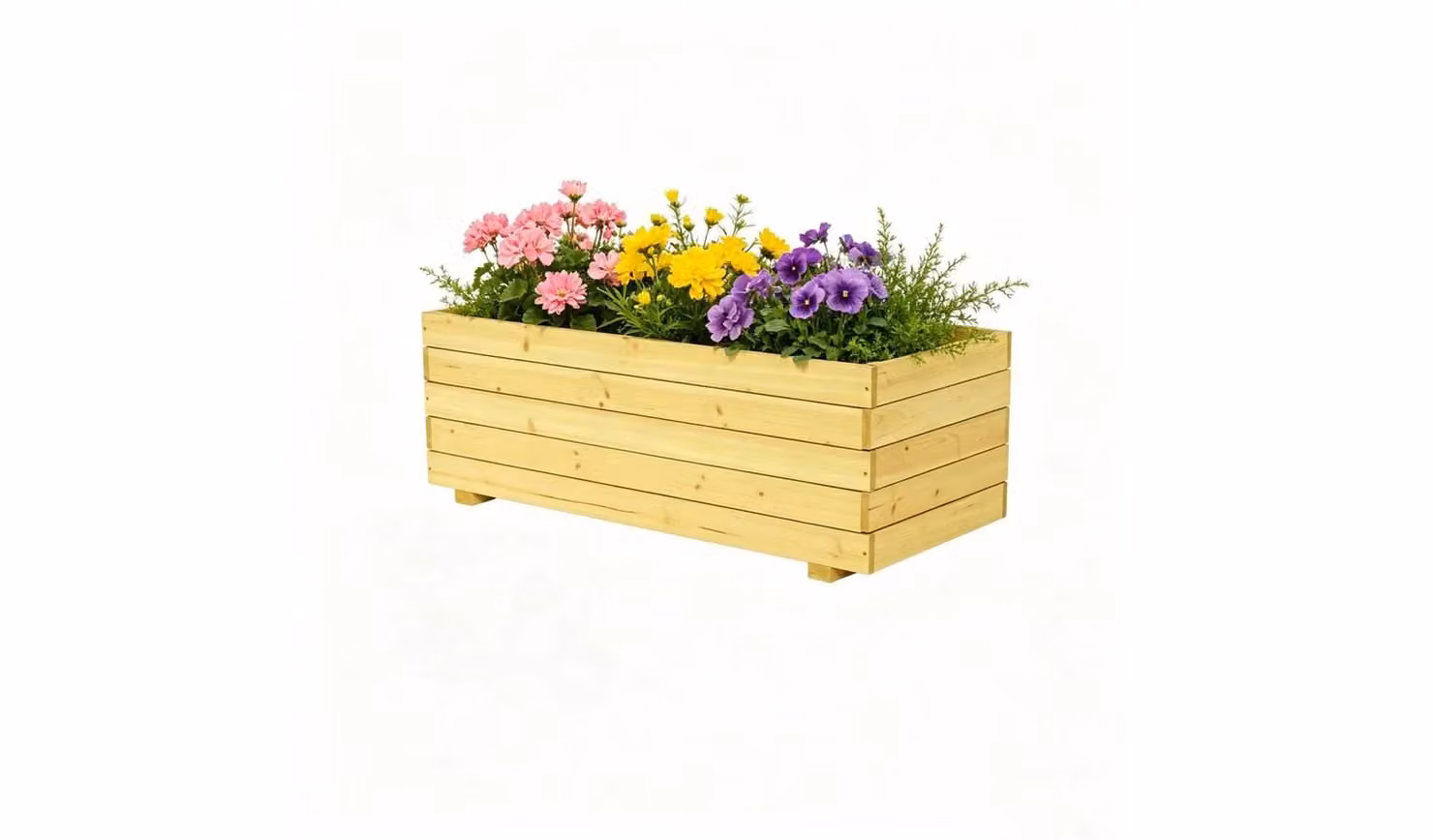 McGregor Beige Wooden Rectangle Outdoor Planter with Drainage Holes, W: 90.0 cm, D: 40.0 cm, H: 32.5 cm