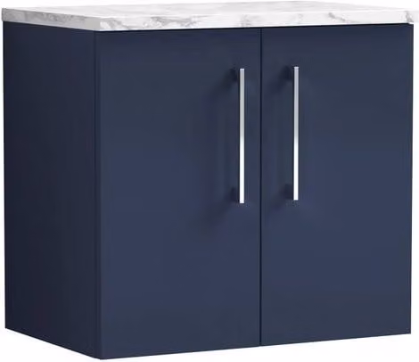 Balterley Midnight Blue Wall Hung 2 Door Bathroom Unit with Laminate Worktop