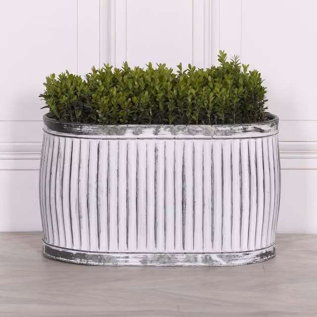 Glasstone Dolly Tub Oval Metal Planter, White, W: 64.0 cm, D: 40.0 cm, H: 35.5 cm