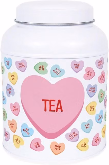 Purely Home Heart Candy Hot Chocolate Canister with Small Domed Lid in White Metal