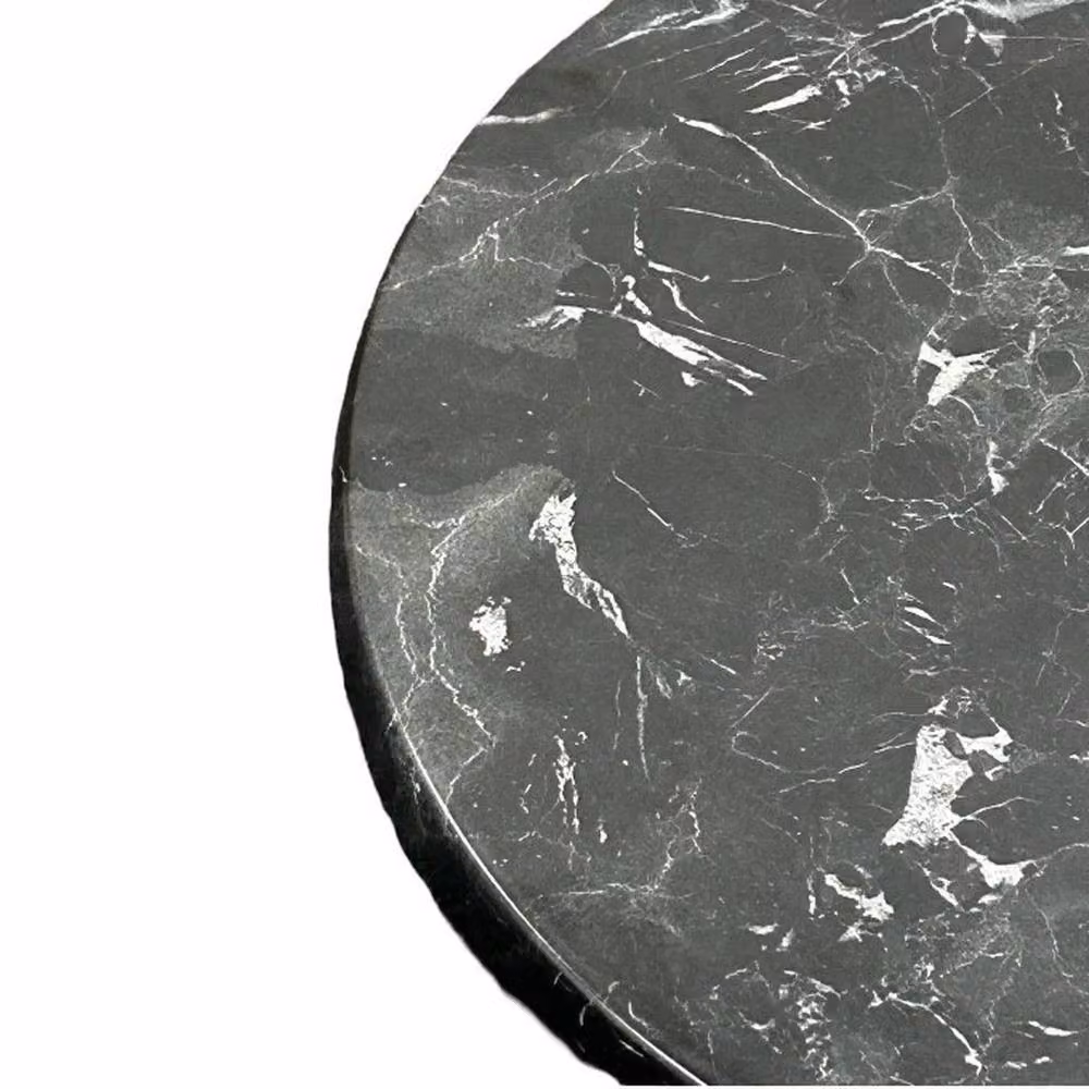 PAWNORA Round Black Marble Dining Table Top, Diameter: 60 cm – 3