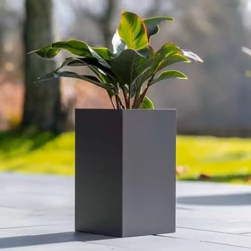 Access Garden Products Galvanised Steel Tall Square Planter, Grey, W/D/H: 25 x 25 x 50 cm