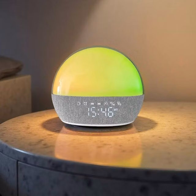 Menkind RED5 T509 Colour Changing LED Alarm Clock and Bluetooth Speaker with Five Soothing Audio Tracks in Grey and Multicolour, W/D/H: 18.0 x 18.0 x 6.5 cm – 1