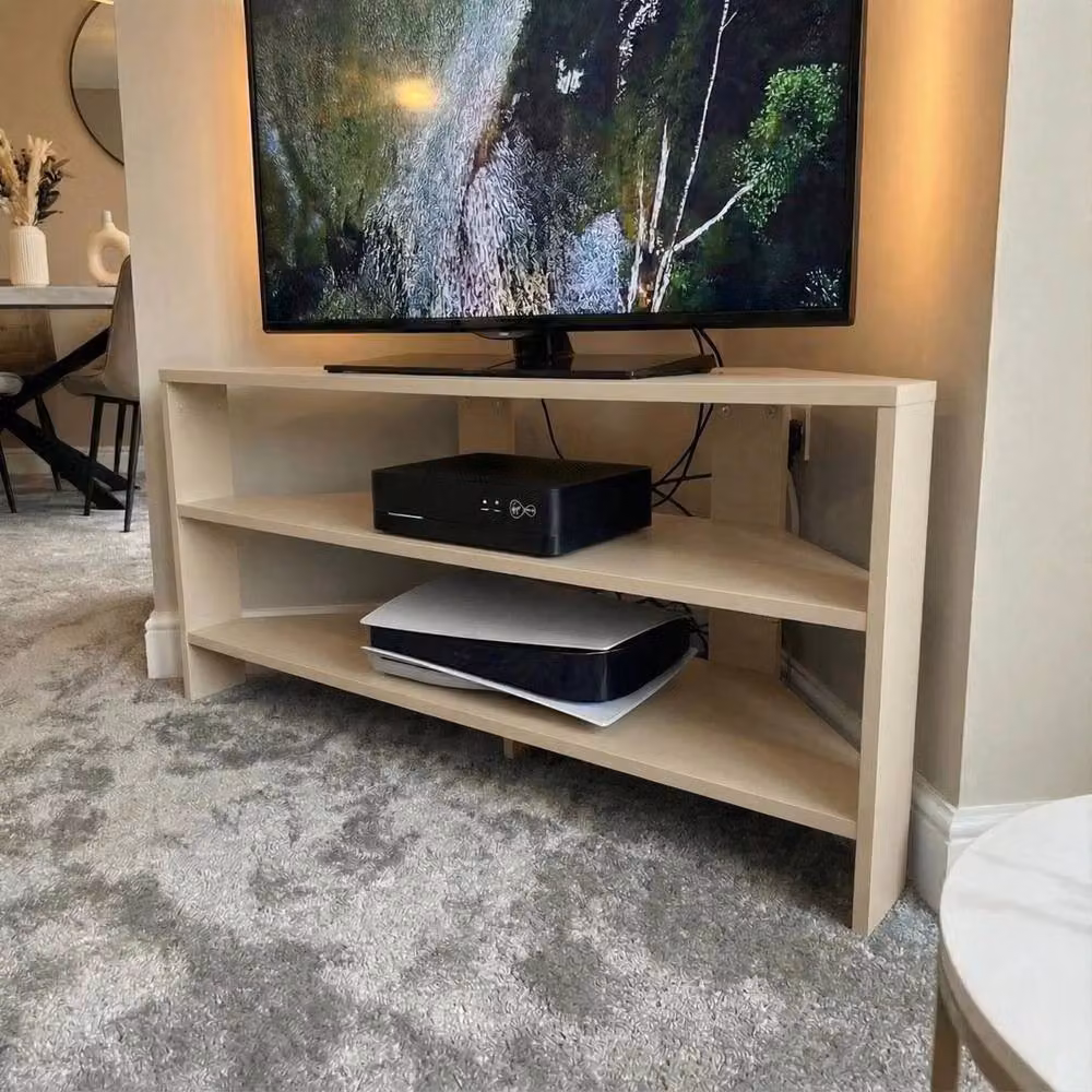 KORVIXA Modern Two Tier Media Stand TV Unit in Beige W/D/H: 100 x 100 x 100 cm – 3