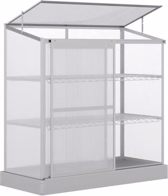 NESTLUNE 3-Tier Grey Polycarbonate Outdoor Greenhouse for Vegetable Gardens