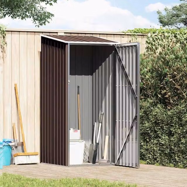 Berkfield Home Brown Galvanised Steel Pent Garden Shed, W/D/H: 87 x 98 x 159 cm – 1