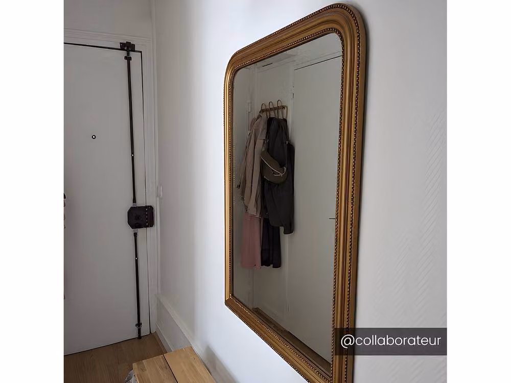 Vente-unique Vintage-Style Paulownia Wood Frame Mirror in Gold, W: 80 cm, H: 110 cm – 3