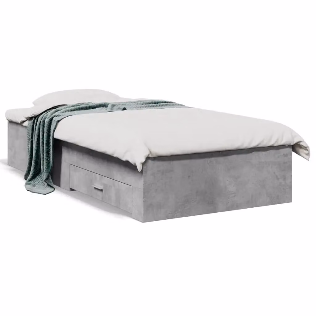 Berkfield Home Small Single Bed Frame with Drawers in Concrete Grey, W: 75 cm, L: 190 cm – 2
