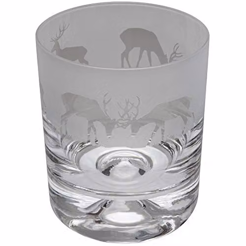 Milford Collection Animo Glass Stag Whisky Tumbler in Clear
