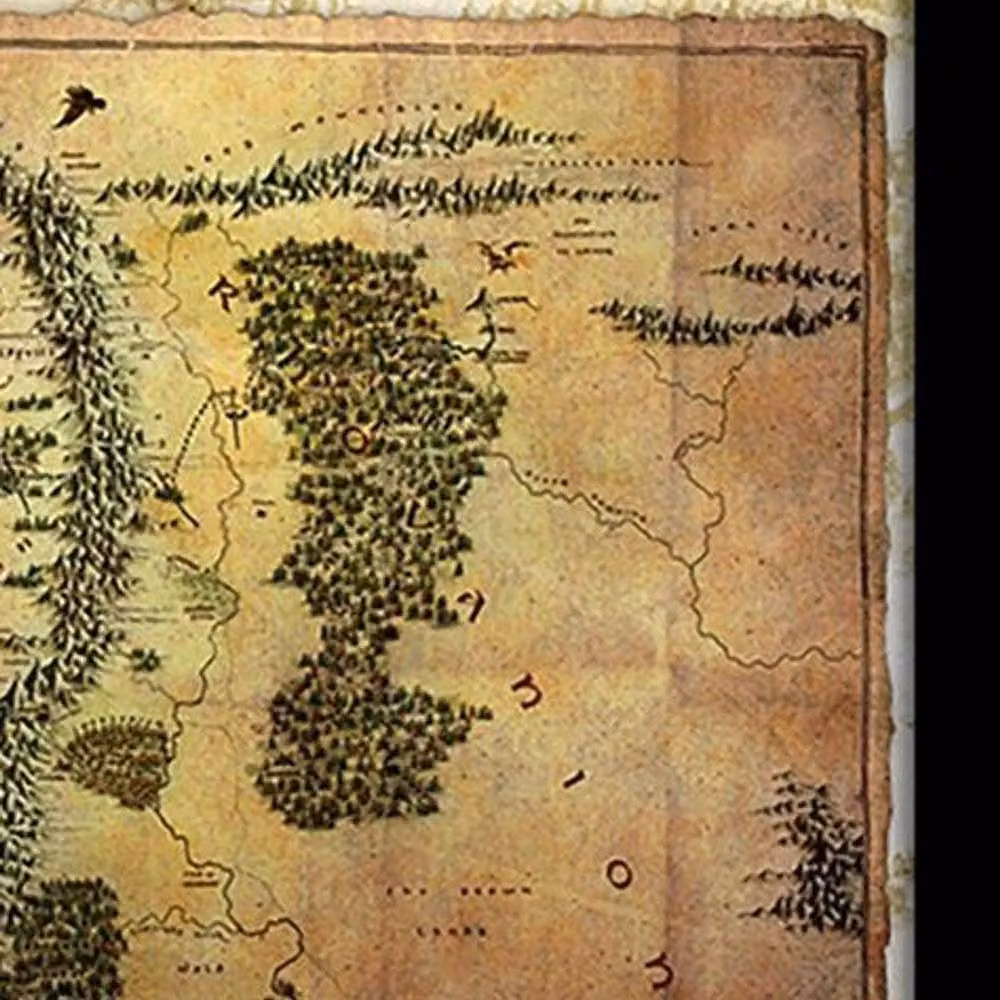 The Hobbit Journey Map Framed Vintage Paper Poster in Multicolour – 2