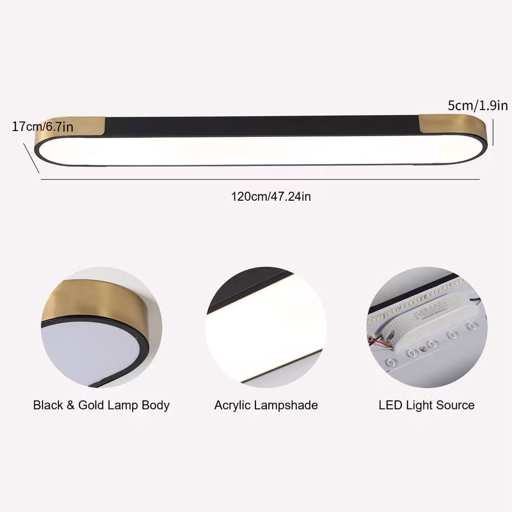 Garwarm Cherron Masek 1 Black Oval LED Flush Mount Ceiling Light with Remote Control and Dimmable Multicolour Settings – 3