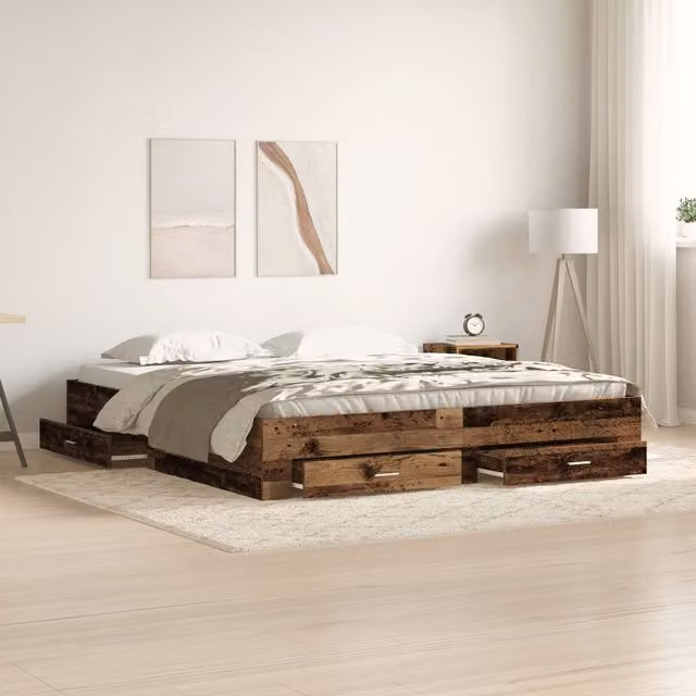 Berkfield Home Bed Frame with Drawers, Brown, W/D/H: 180 x 200 cm