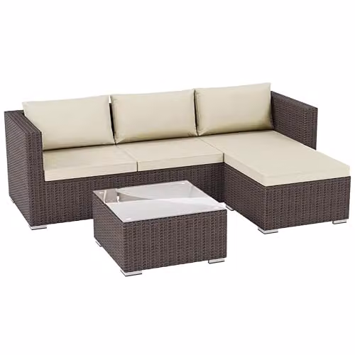 Garden Vida Hampton 4 Seater Rattan Garden Furniture Set in Brown – 5