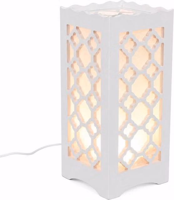 Bright Zeal White LED Table Lamp with Flower Shaped Carving