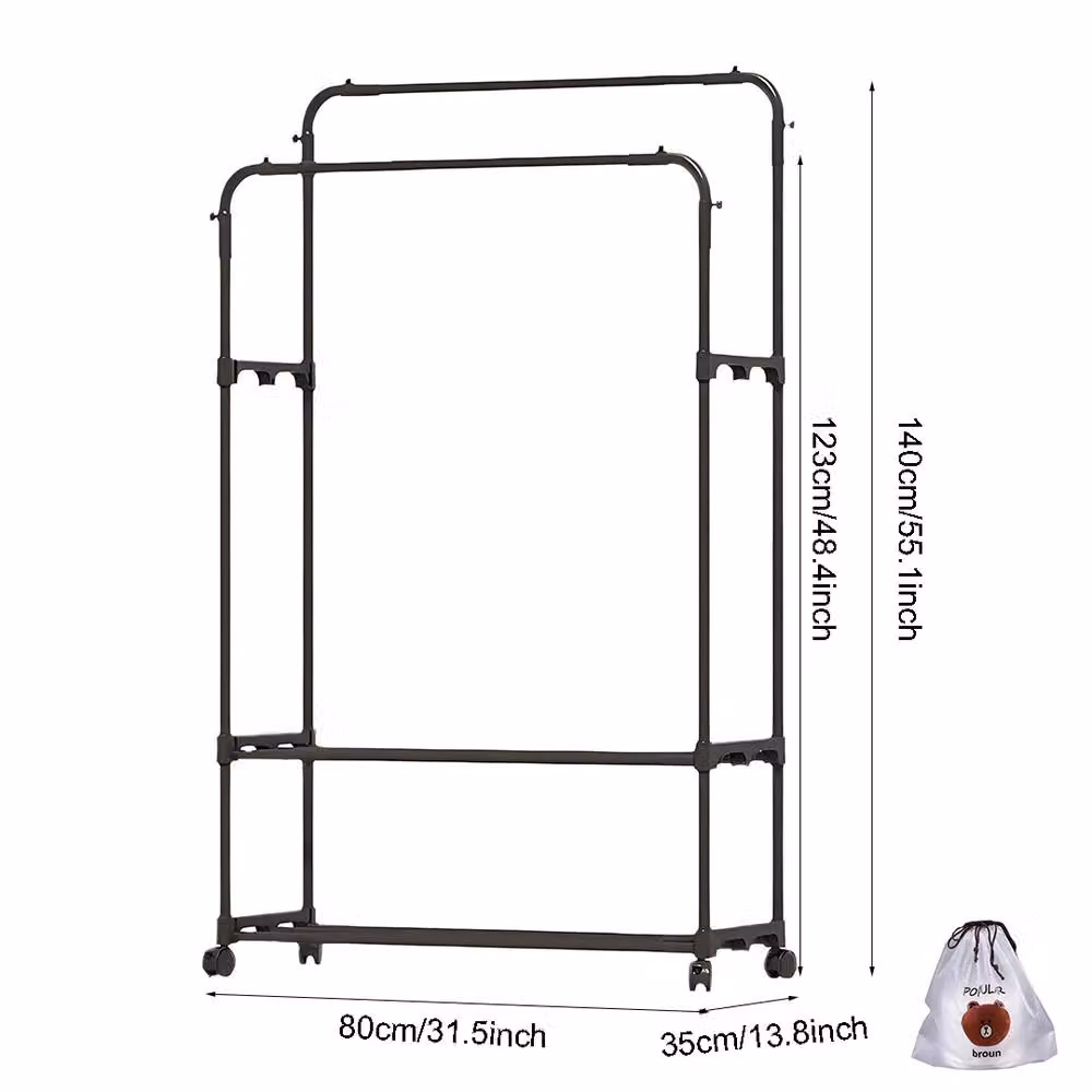 Hinsinc Heavy Duty Double Clothes Rail and Shoe Storage Stand in Matt Black, W: 140 cm, D: 35 cm, H: 140 cm – 2