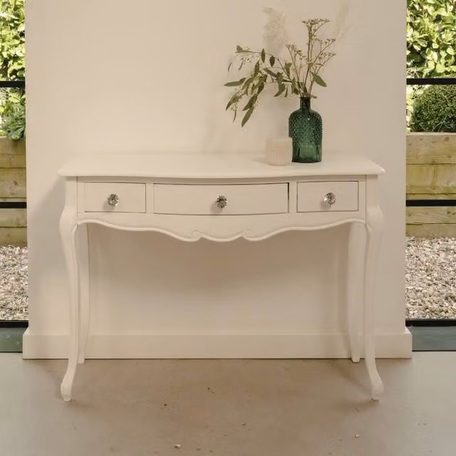 Statement Furniture Juliette Vintage Chic Dressing Table with Crystal Handles in White