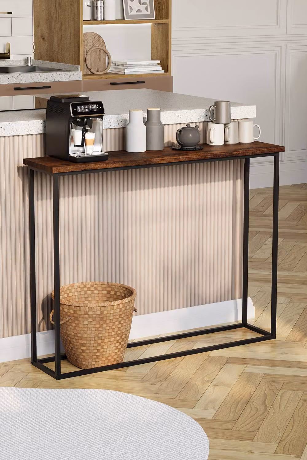 Vida Designs Multi-purpose Console Table with Metal Legs in Dark Brown – 5