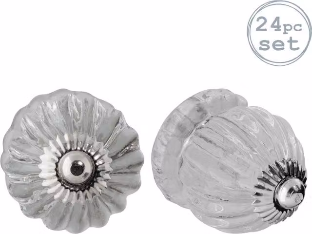 Nicola Spring Polished Transparent Glass Cabinet Knobs with Threaded Stem, Pack of 24