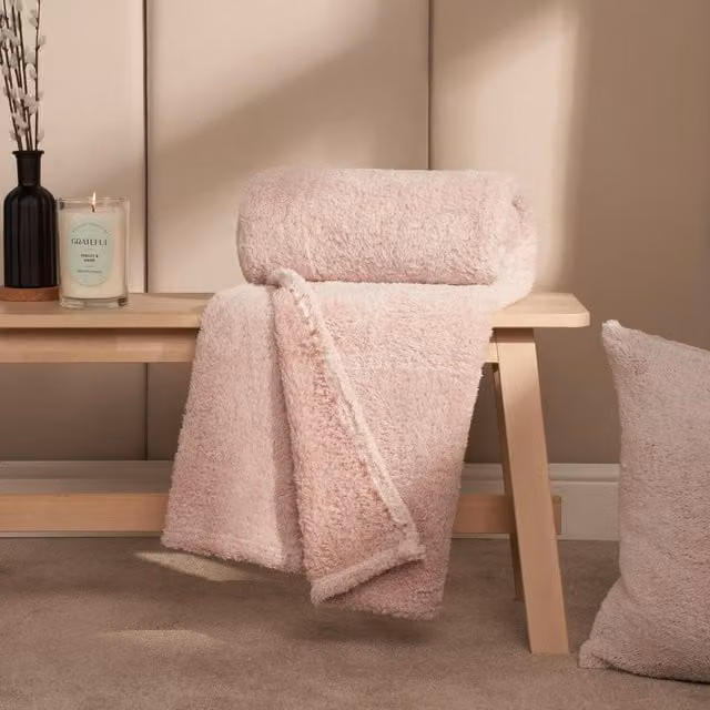 OHS Fluffy Pink Fleece Blanket Throw, 200 cm