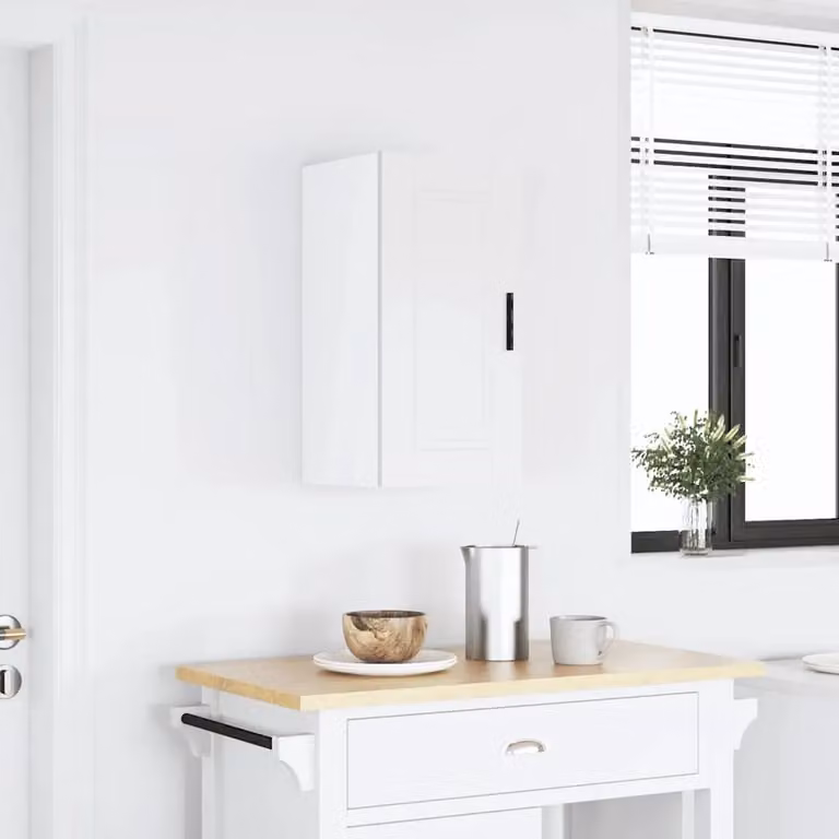 Berkfield Home Porto White Modern Wall Mounted Kitchen Cabinet with Hinged Doors and Internal Shelves