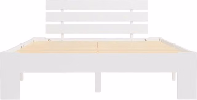 Berkfield Home Modern Small Double Bed Frame in White Solid Pine Wood W/D/H: 120 x 200 x 66 cm