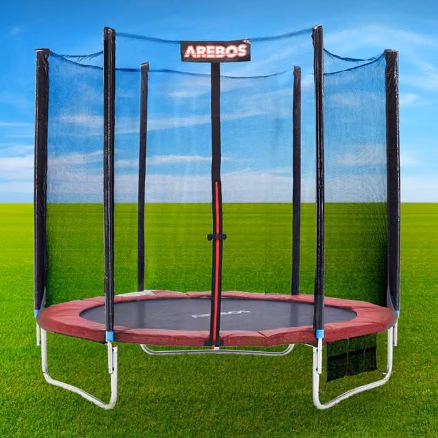 AREBOS Red Trampoline Safety Pads and Spring Edge Cover made from PVC and Rubber
