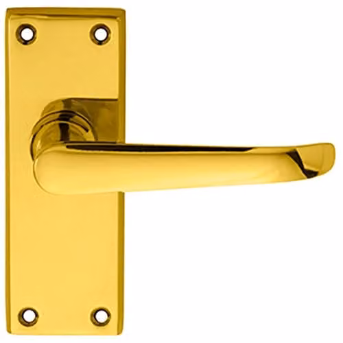 Loops Pair Straight Victorian Handle on Latch Backplate in Polished Brass, 150 x 42 mm