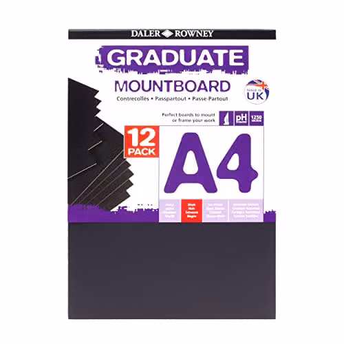Daler-Rowney Graduate A4 Black Smooth Surface Mountboard Pack of 12 – 1