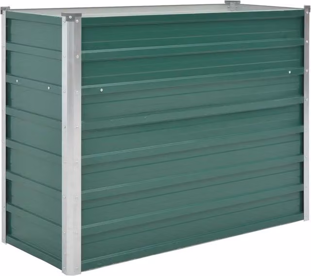 Berkfield Home Garden Green Galvanised Steel Raised Bed W/D/H: 100 x 40 x 77 cm