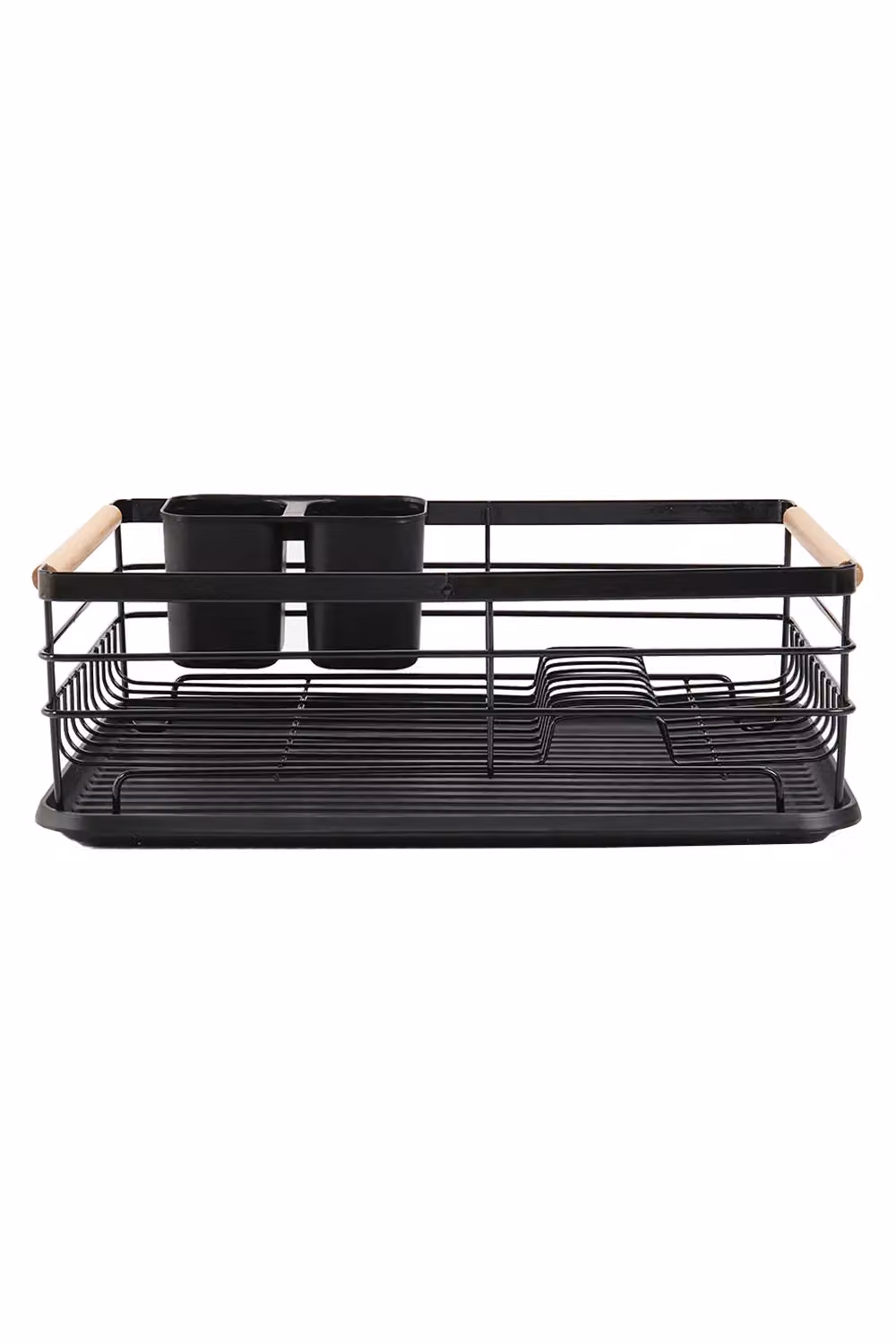 Livingandhome Metal Kitchen Dish Rack Drainer with Removable Drip Tray and Cutlery Holder, Black – 3