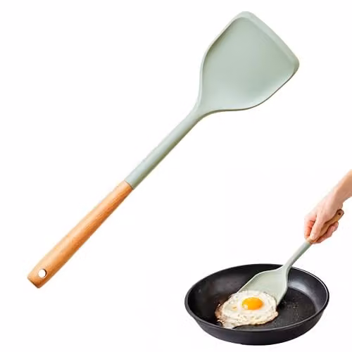 Premier Housewares Sage Green Silicone Head Turner with Round Wood Handle