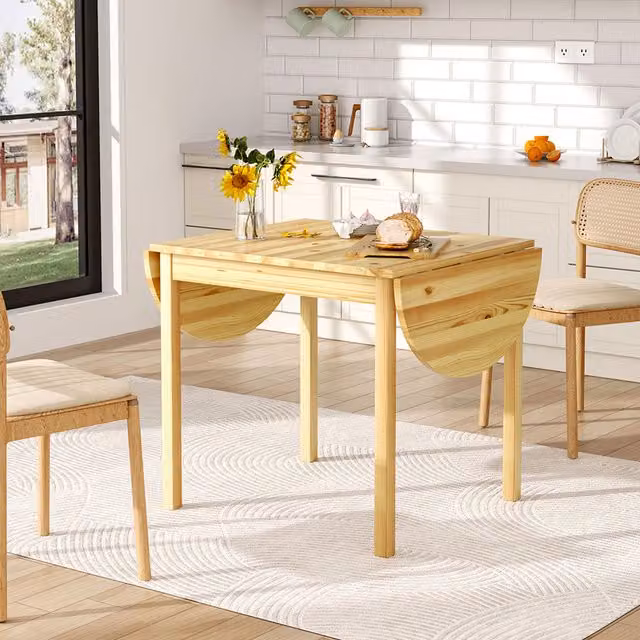 Komore Scandinavian Style Expandable Oval Wooden Dining Table in Natural Brown and Beige with Matt Finish